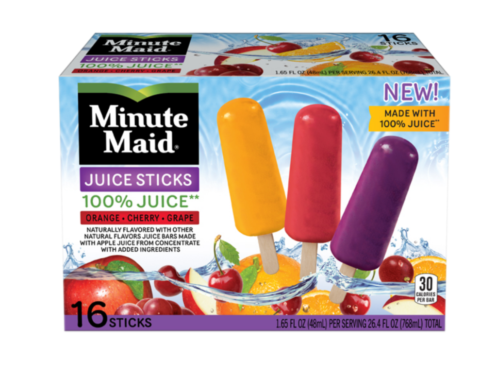 New Minute Maid 100% Juice Sticks